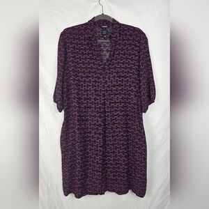 Olsen Fashion Artsy Contemporary Comfy Travel Navy/Pink Shirt Dress sz L/14